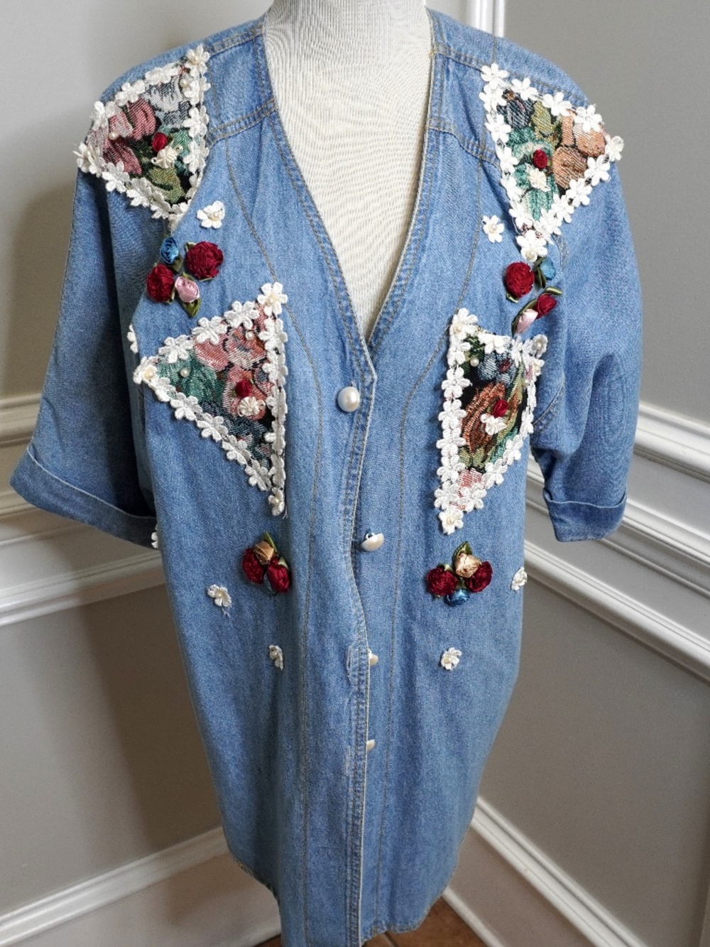 Vintage Bingo Bingo Womens Short Sleeve Jewel Studded Button Up Top, Size 10